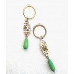 Σκουλαρίκια με χάραγμα και πράσινο αχάτη Ffea-1